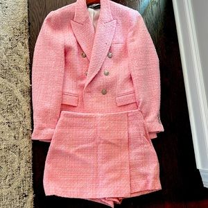 Beautiful Zara skirt tweed pink suit L sold out